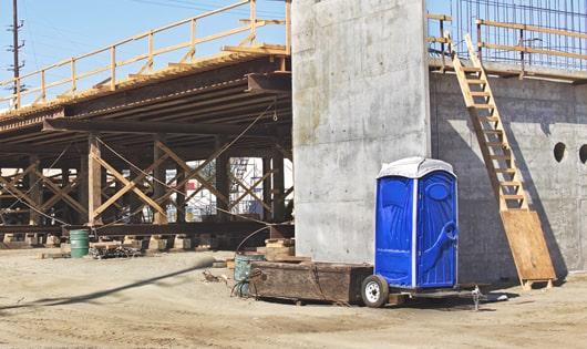 sanitary and useful mobile toilets available for use by construction workers